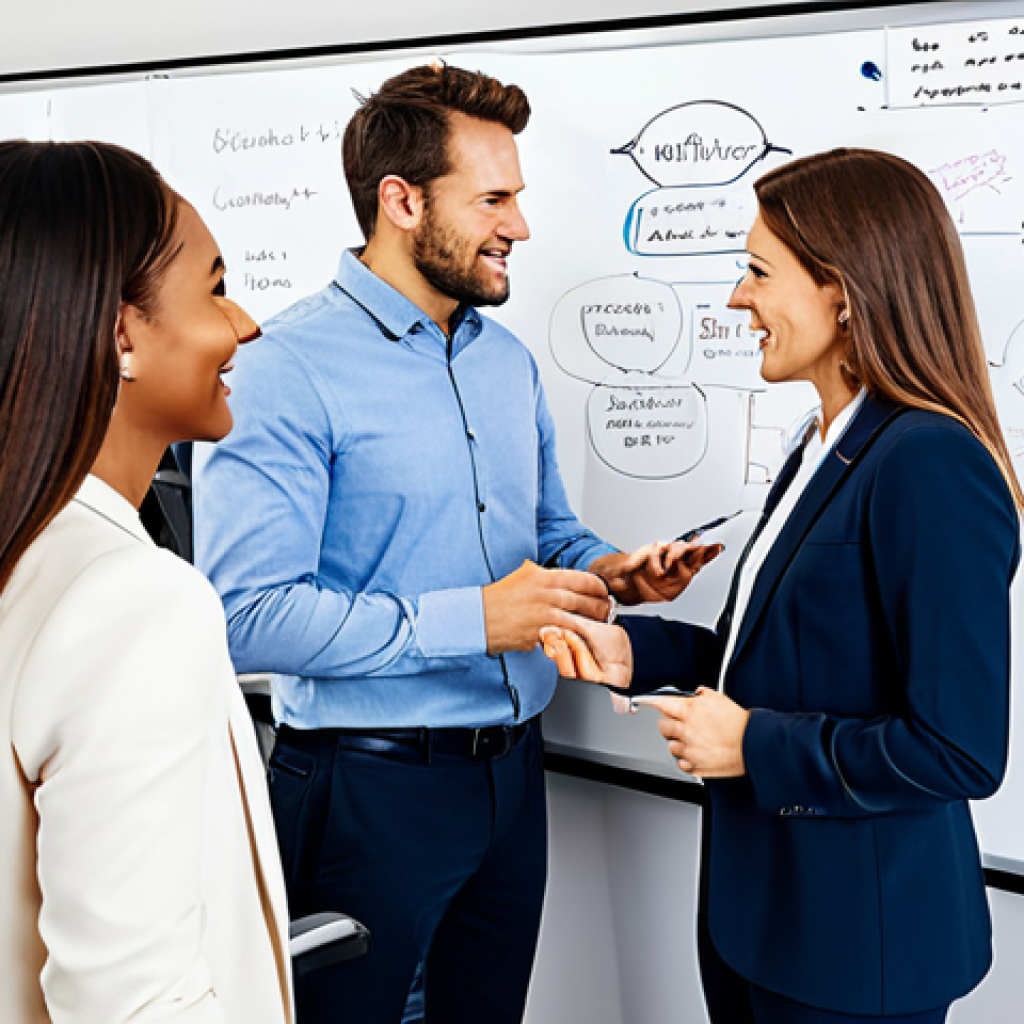 **

"A diverse team of professionals collaborating in a modern, open-plan office. They are brainstorming around a whiteboard, fully clothed in business-casual attire. The atmosphere is energetic and positive. Safe for work, appropriate content, perfect anatomy, correct proportions, well-formed hands, natural pose, professional, family-friendly."

**