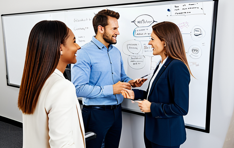 **

"A diverse team of professionals collaborating in a modern, open-plan office. They are brainstorming around a whiteboard, fully clothed in business-casual attire. The atmosphere is energetic and positive. Safe for work, appropriate content, perfect anatomy, correct proportions, well-formed hands, natural pose, professional, family-friendly."

**