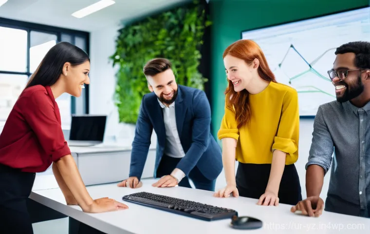 지식 공유 시스템의 효과적인 운영 매뉴얼 작성 - **Prompt 1: Collaborative Innovation in a Modern Workspace**
    A diverse team of young professiona...