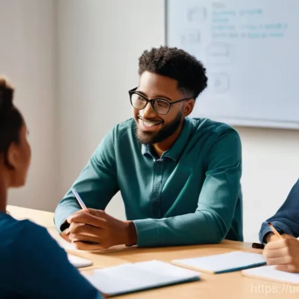 효과적인 지식 공유를 위한 커뮤니케이션 전략 - "A warm and inviting scene depicting a diverse group of adults and young adults gathered in a modern...
