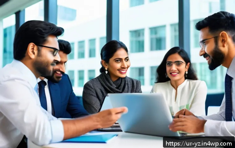 지식 공유와 개인의 전문성 개발 - A diverse group of professional adults from South Asia, including men and women dressed in modern bu...