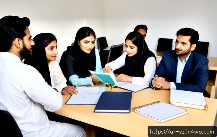 Home 17 지식 공유를 통한 기업 혁신 촉진 방법 - Photorealistic modern Pakistani corporate workshop in a bright Lahore office, diverse Urdu-speaking ...
